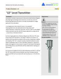 Thumbnail of document Data Sheet - LD Top Mount/Dipstick Level Transmitter